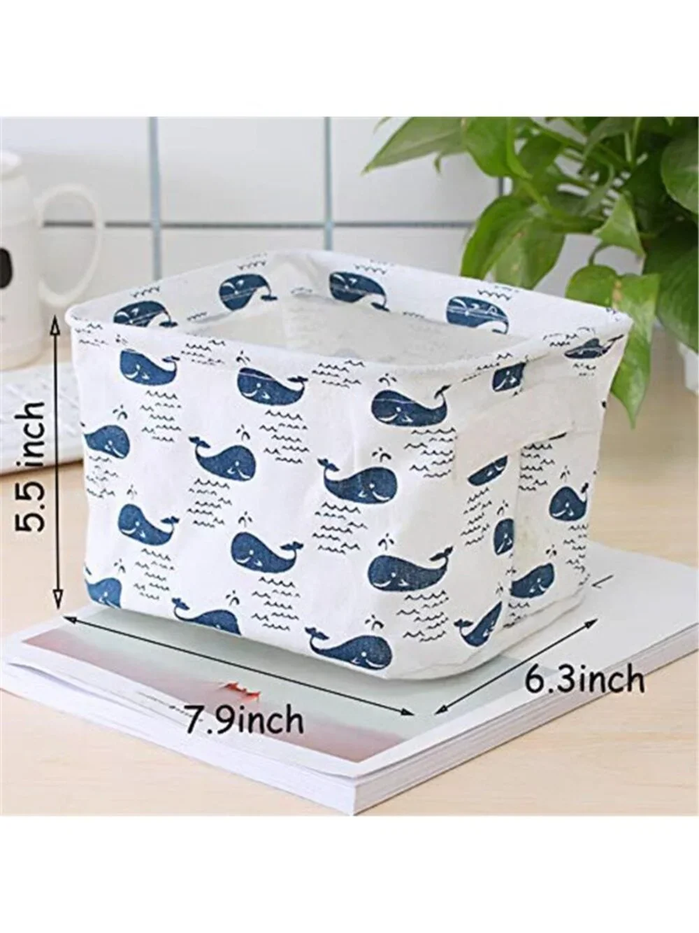 6-Pack Foldable Canvas Storage Baskets with Handle Small size collapsible